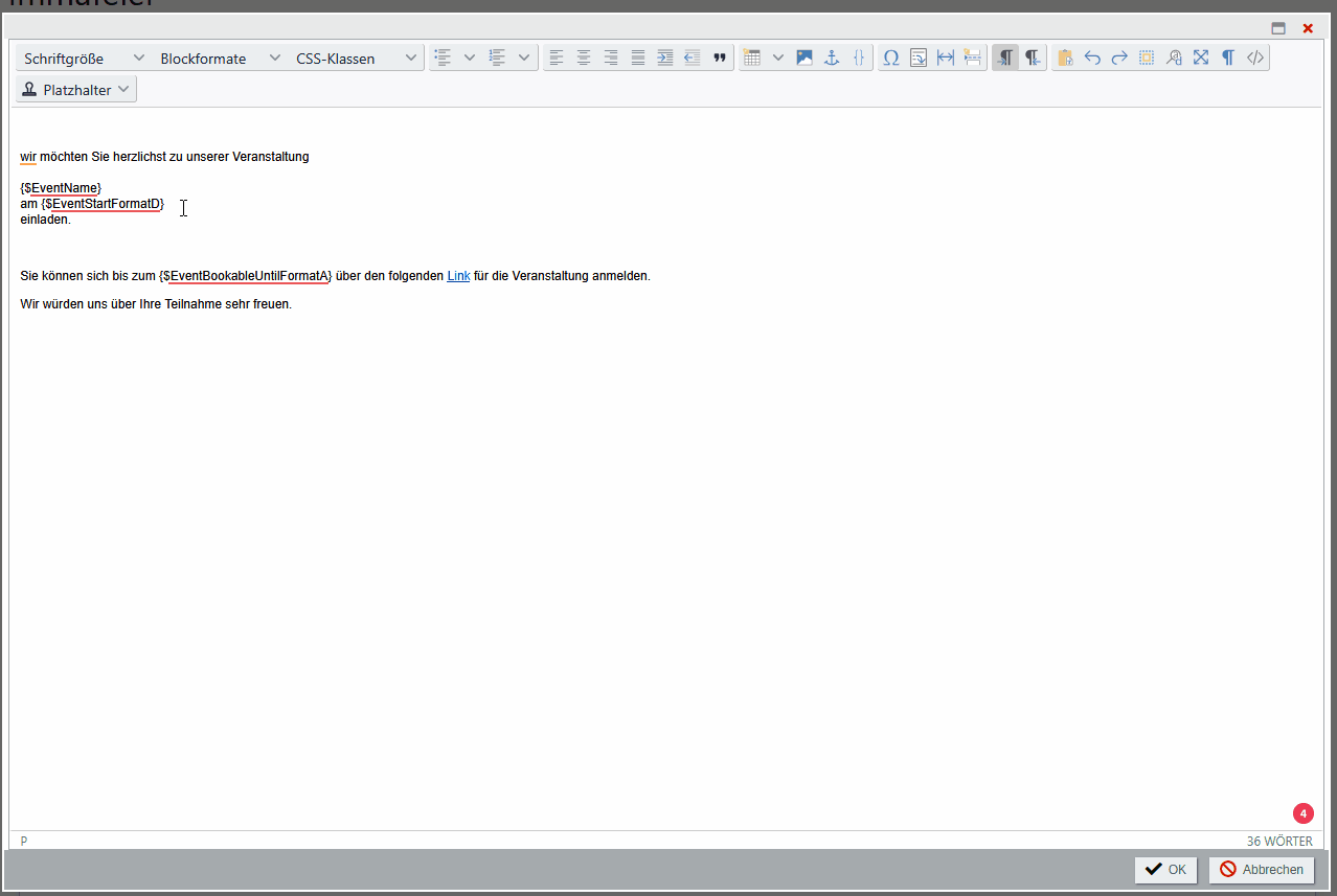 Platzhalter hinzufügen