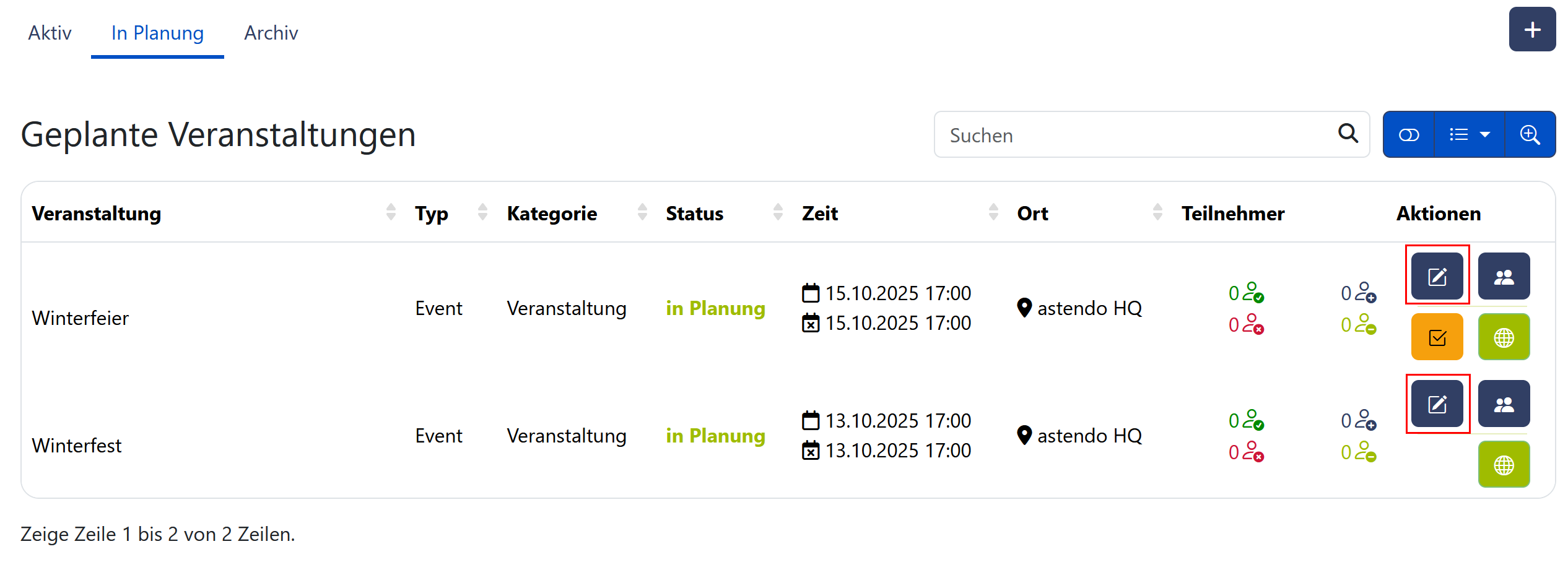 Veranstaltung bearbeiten
