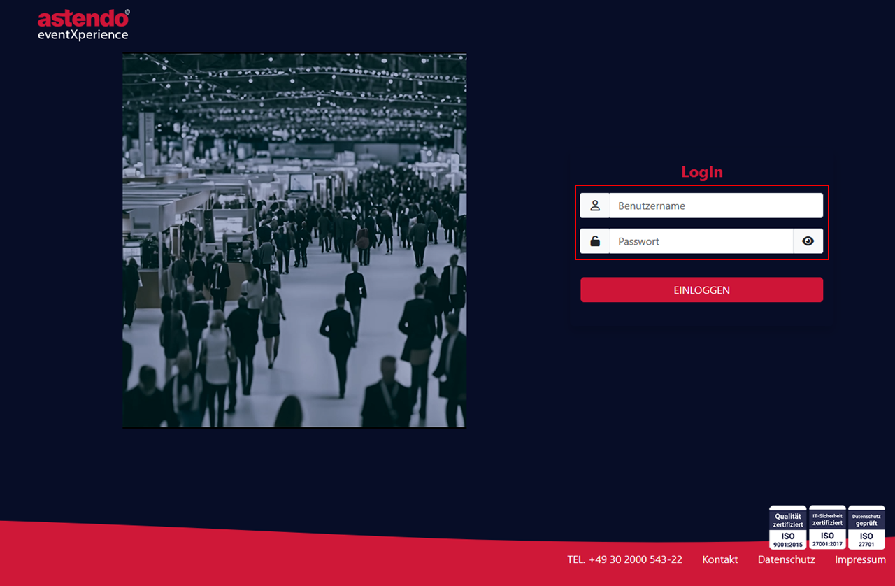 Anmeldung im Backend