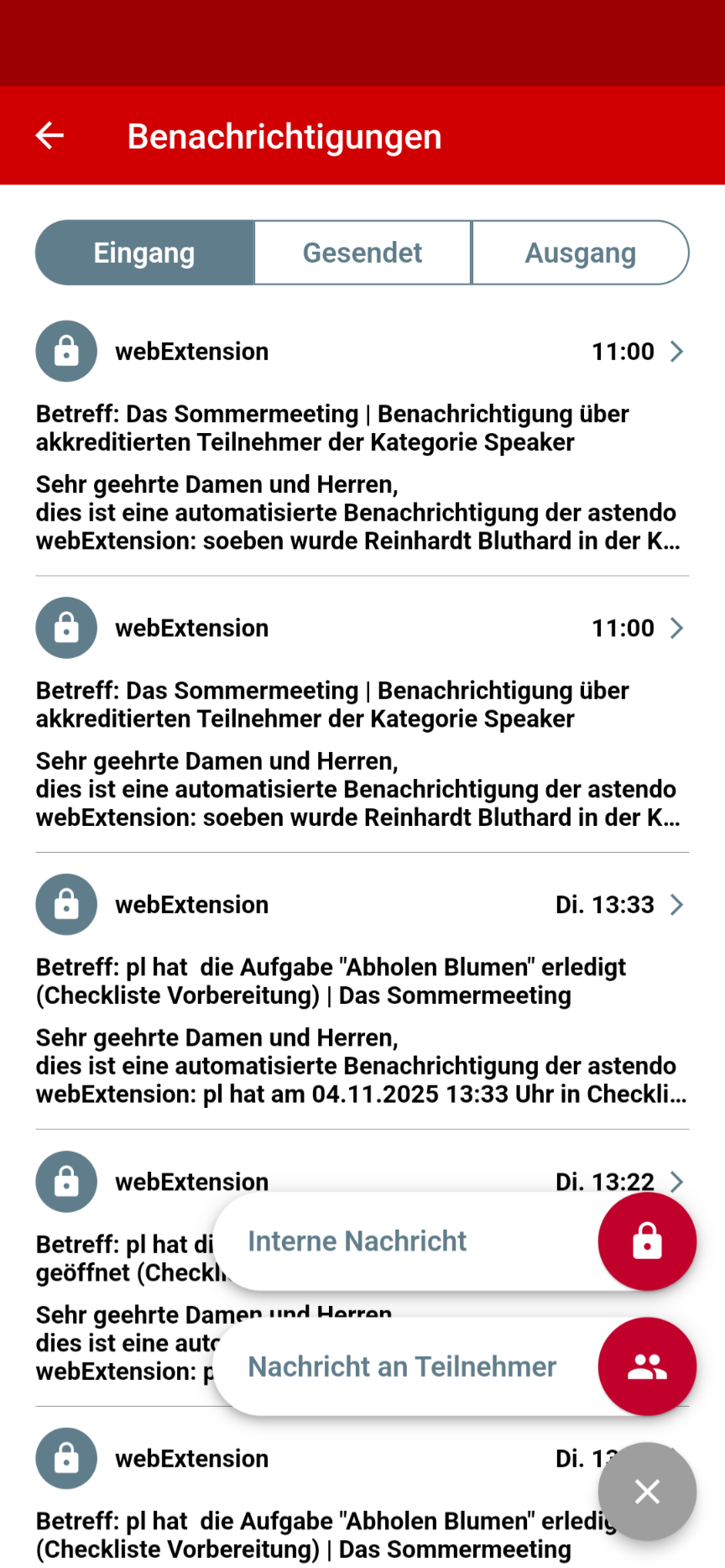 adminApp Benachrichtigungen