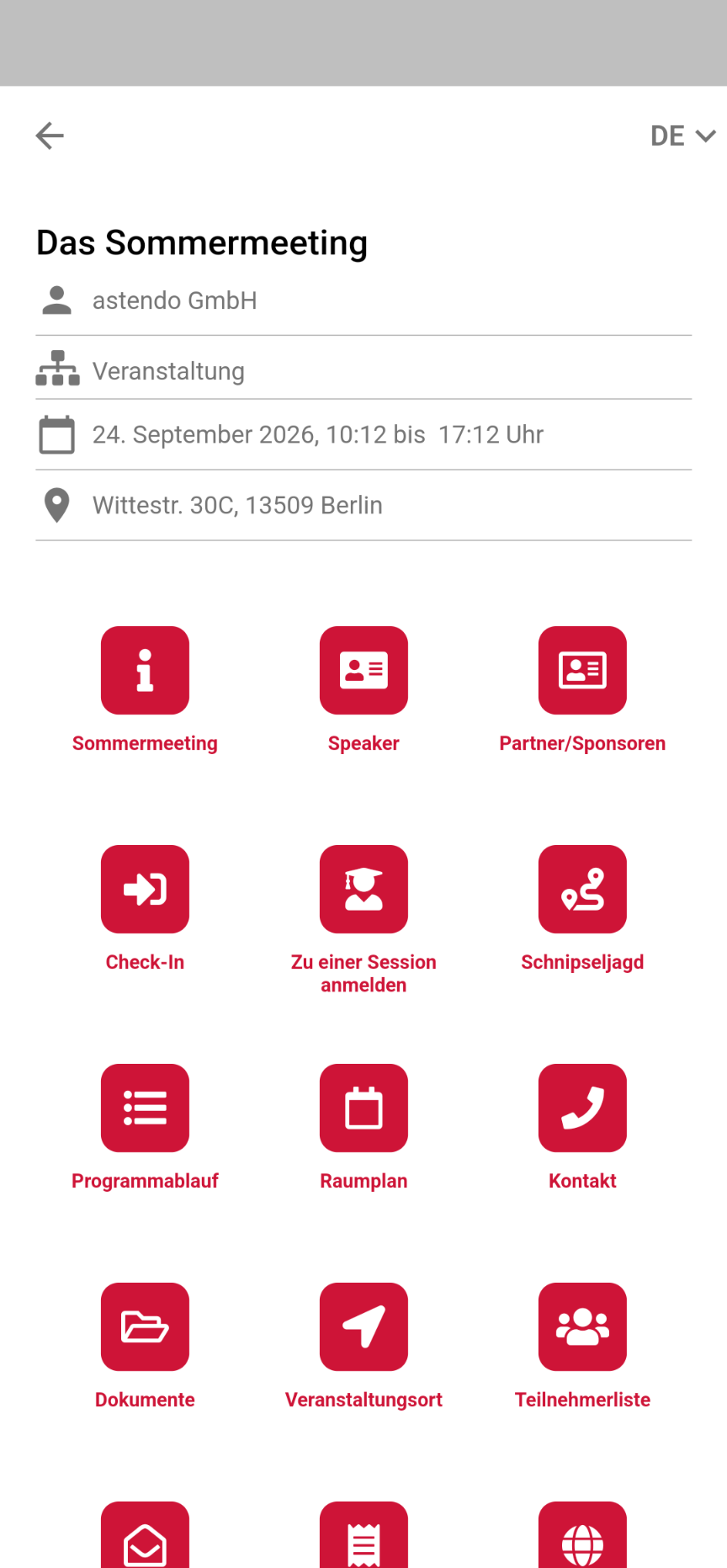 eventApp Veranstaltungsmenü eventApp Veranstaltungsmenü
