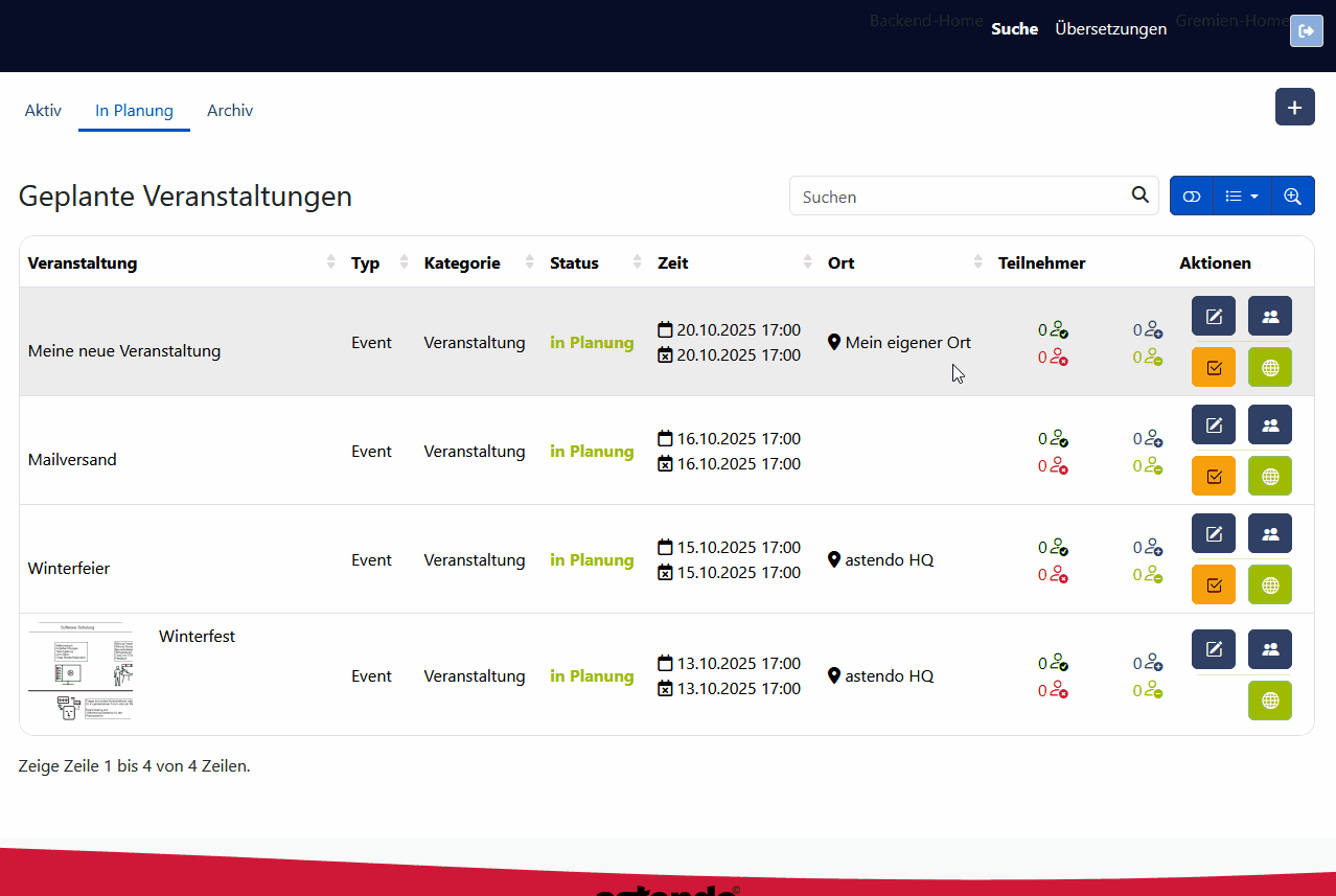Veranstaltung löschen Veranstaltung löschen