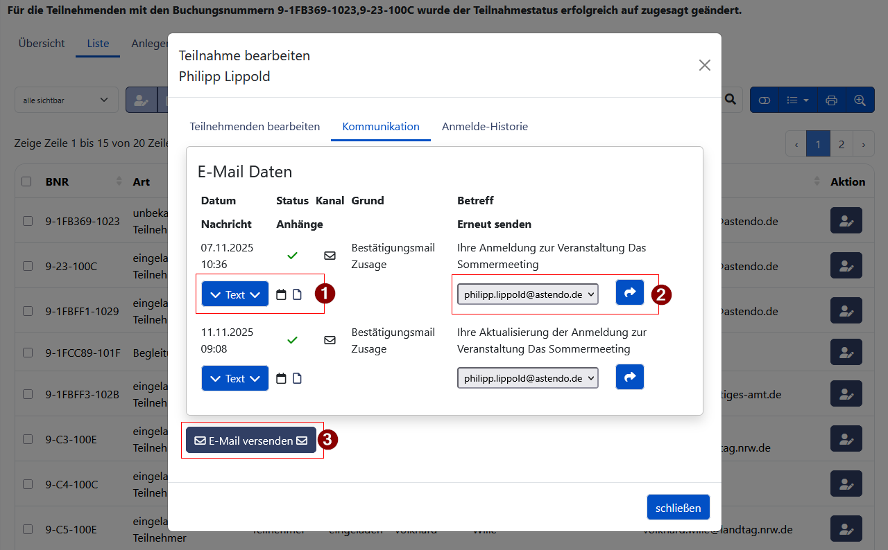 Teilnehmer Kommunikation - Übersicht