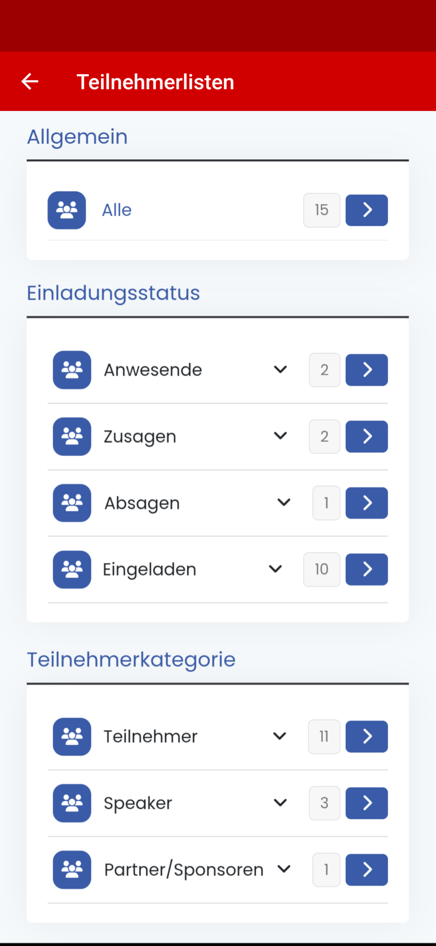 adminapp Teilnehmerliste