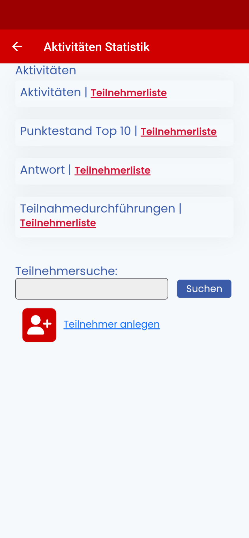 adminapp Aktivitäten Statistik