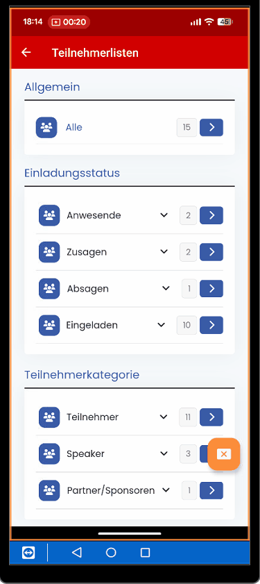 adminapp Teilnehmerlisten Details