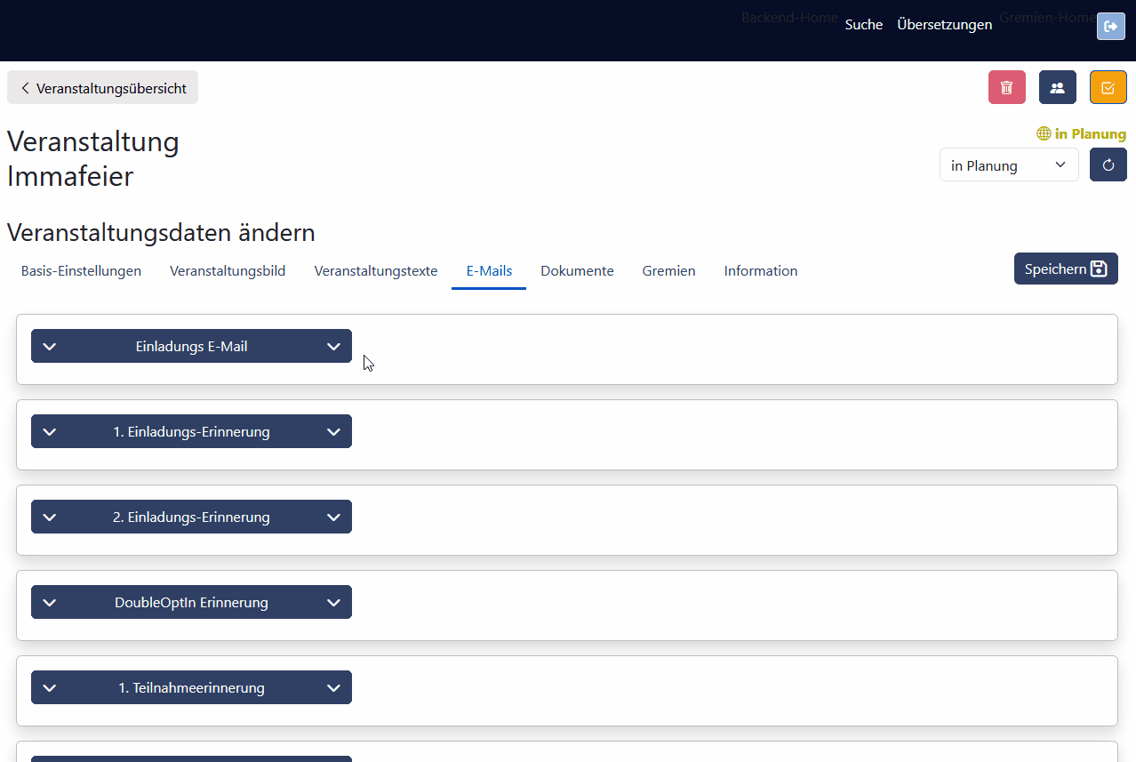 E-Mail-Vorlagen bearbeiten